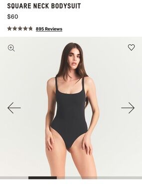 SKIMS- Square Neck Black Bodysuit/ thong